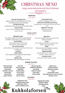 Kukkolaforsen Christmas menu 2025